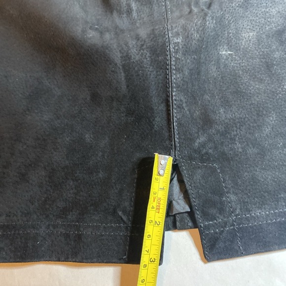 VTG Capezio Suede Mini Skirt Size 9/10 Black Y2k 90s Rockabilly Goth Glam‎ Biker - Picture 9 of 15